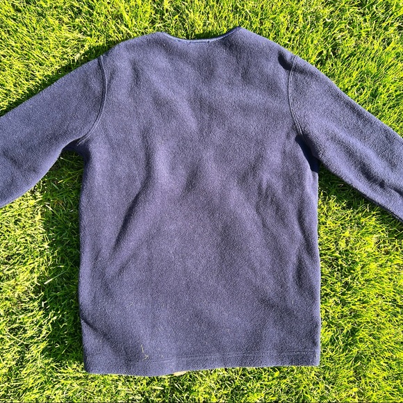 Navy Blue V-neck Sweater with Side Pockets - Picture 4 of 4